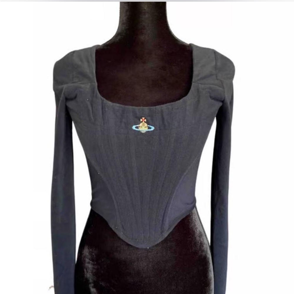 Vivienne Westwood Charcoal Long Sleeve Top with Emblem